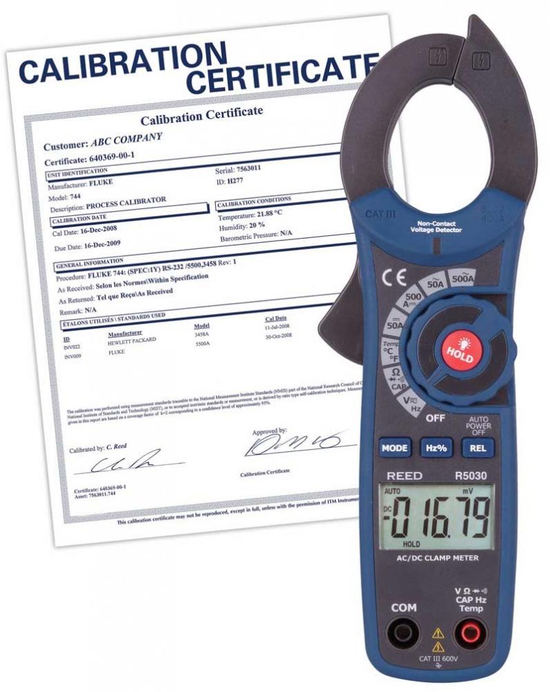 REED R5030 500A AC/DC Clamp Meter with Temperature and Non-Contact Voltage Detector