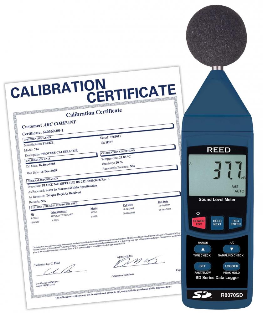 REED R8070SD-NIST  Data Logging Sound Level Meter