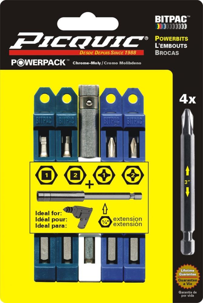 4 inch long Alloy Extension with R1, 2/P1,2 Powerbits Asst