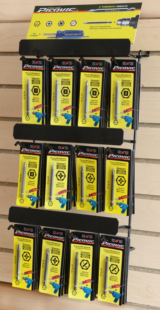 Wire Rack Bit Display with 72 assorted 3 inch carded Powerbits