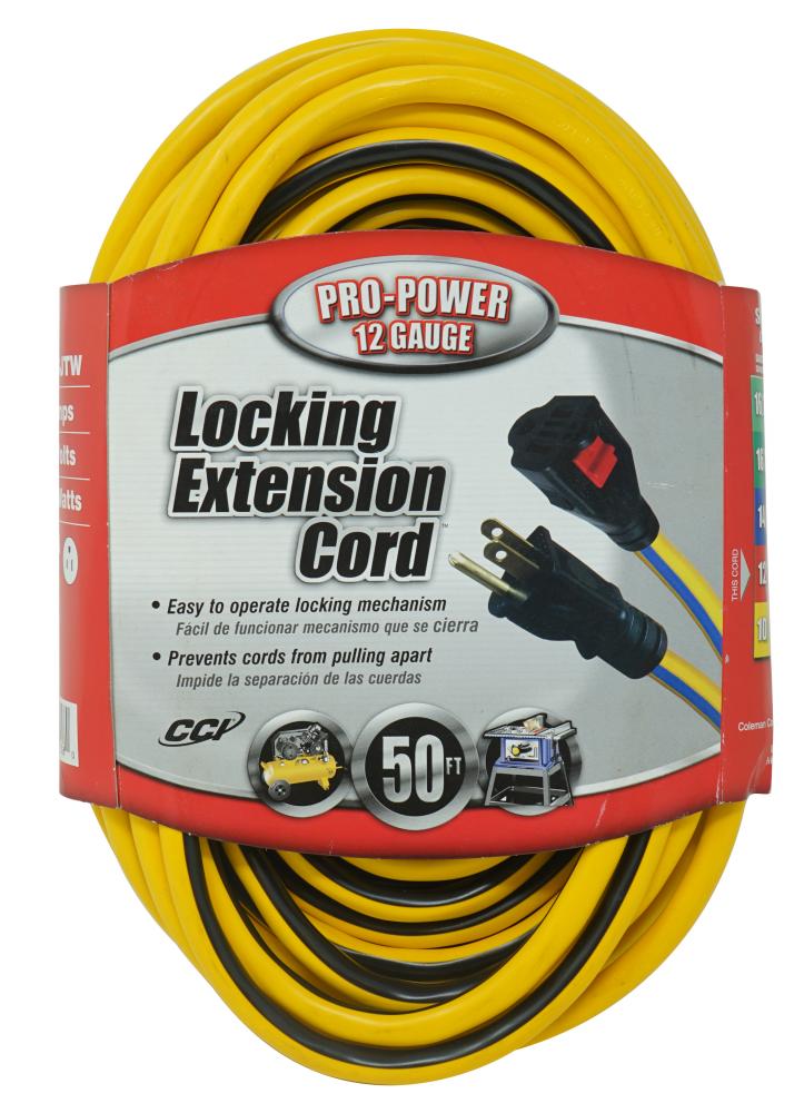 CORD, LOCKING 12/3 50&#39; SJTW YELLOW