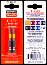 Simpson Strong-Tie BIT10T-2-R2 - T10 6-Lobe-Drive 2-in. Power Bit (2-Qty)