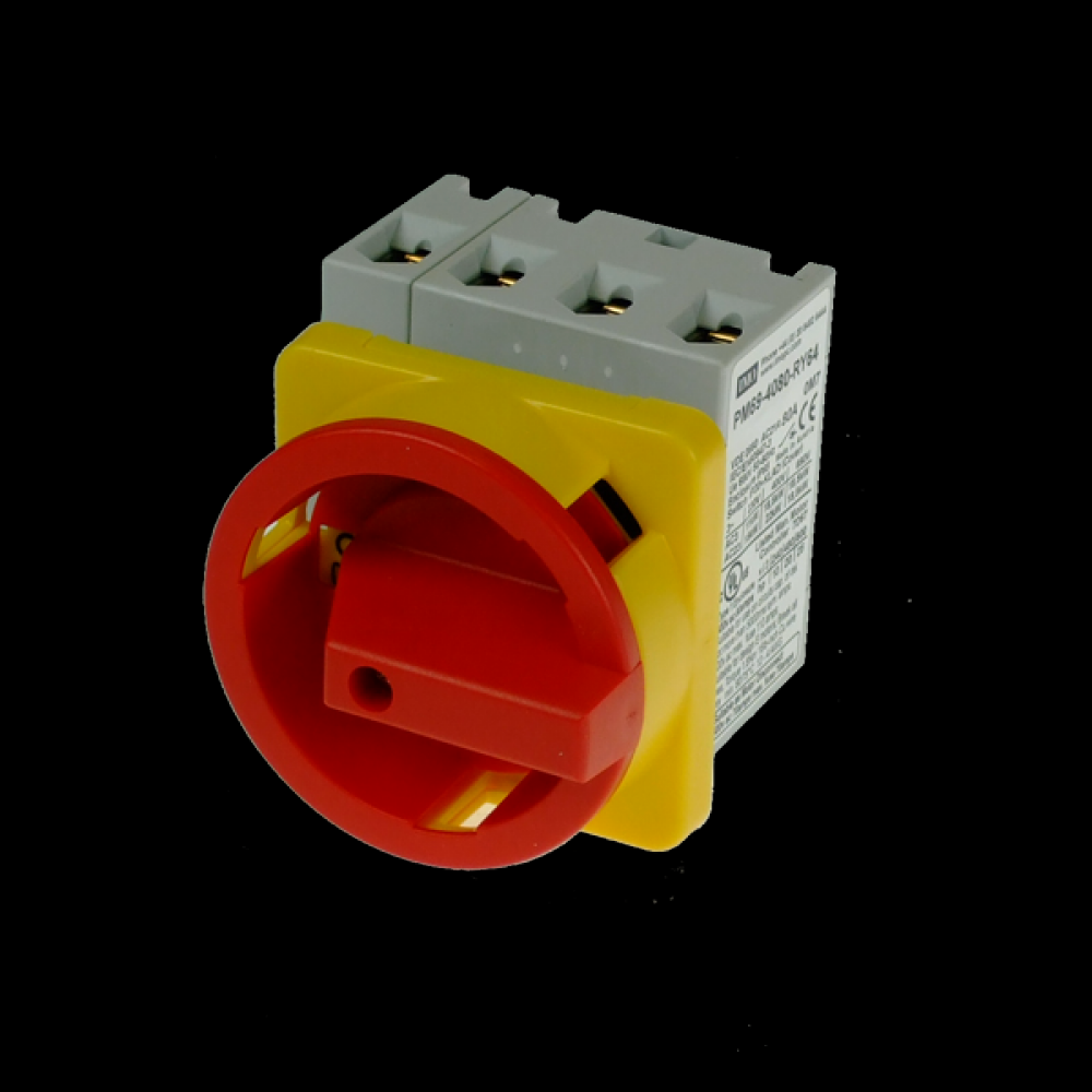 Pnl. Mnt Isolator 4P 80A,64mm Red/Yellow