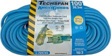 Techspan 769745 - EXTENSION CORD COLD WTHR 1TAP BLUE 16/3 100FT