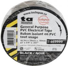 Techspan 669999 - TAPE PVC ELEC BLACK 18.3M(60FT) ROLL