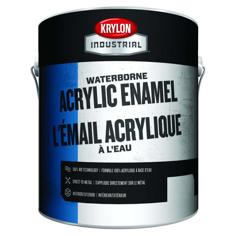 Krylon Industrial Waterborne Acrylic Enamel, Gloss, White Base, 1 Gallon