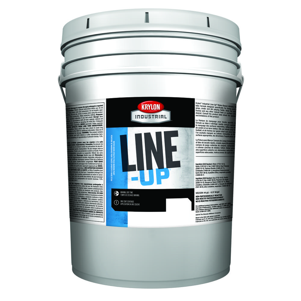 Krylon Industrial Line-Up Water-Based Athletic Field Marking Paint, Flat, Bright White, 5 Gallon