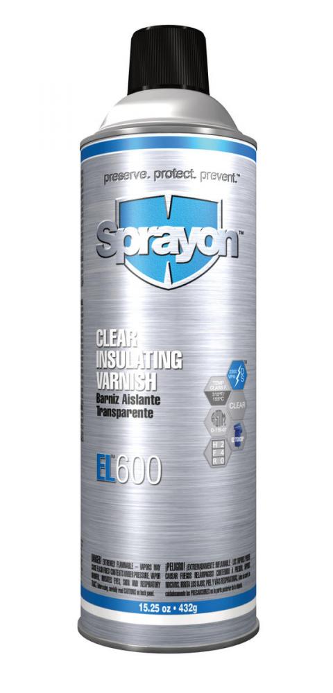 Sprayon EL600 Clear Insulating Varnish, Clear, 15.25 oz.