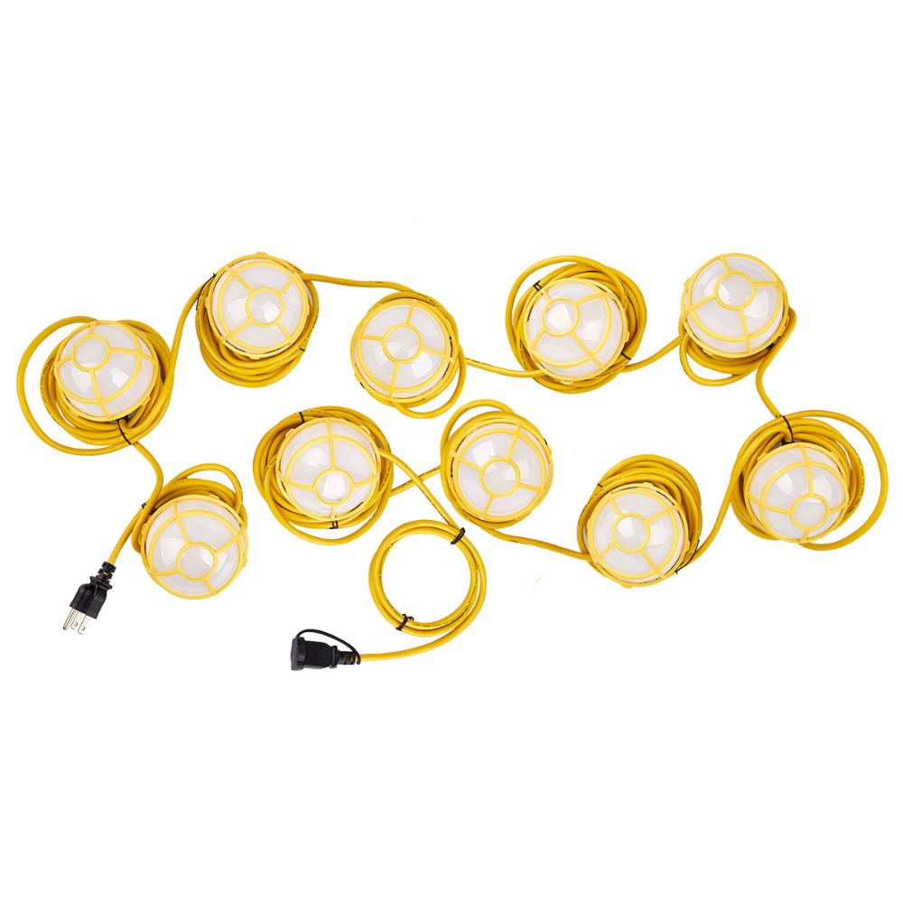 Industrial LED String Lights 10-Head 100ft 15000LM 16/3 120W IP65 Outdoor