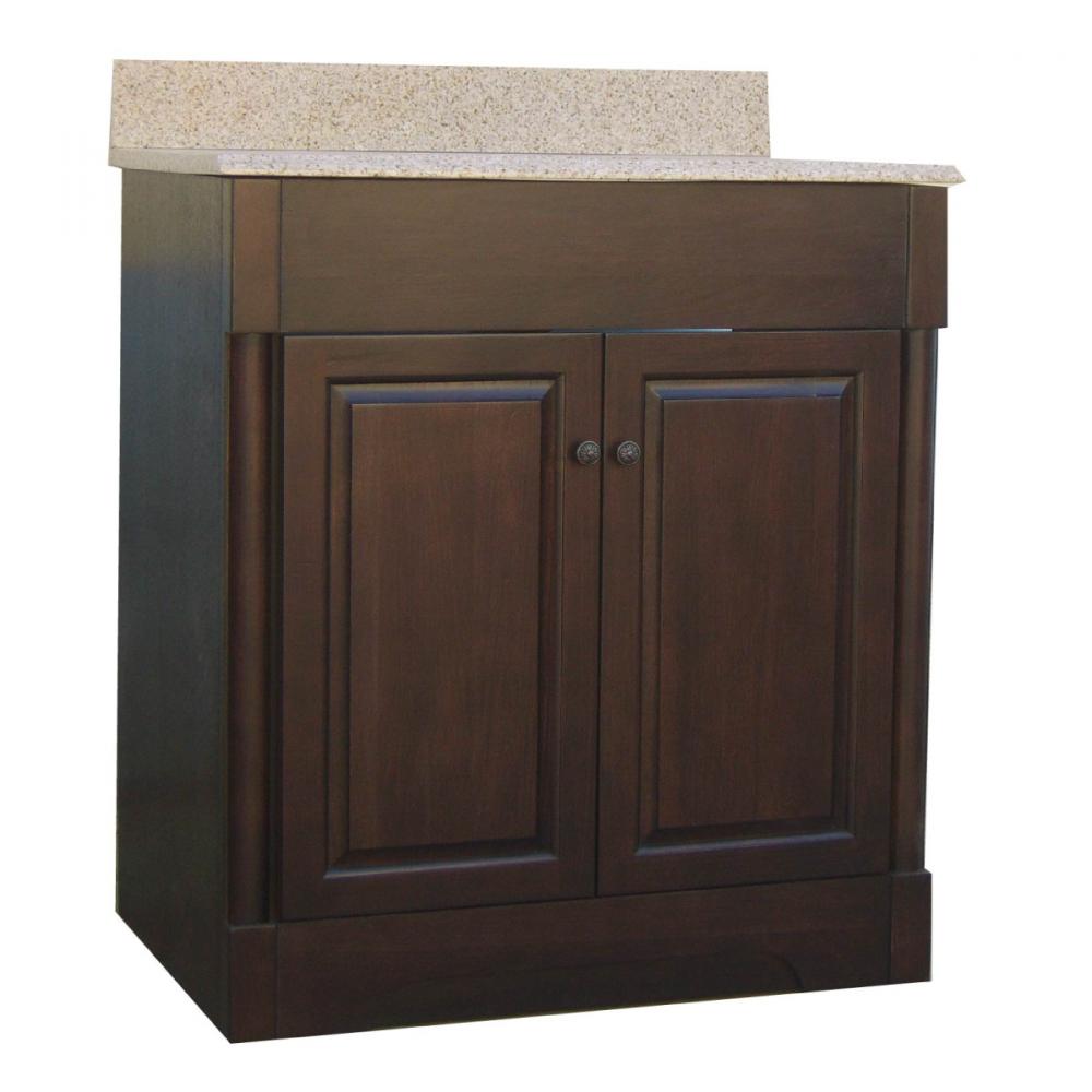 Vanity with Granite Top 2-Door 30ix22x38&#34;  Dark Wood