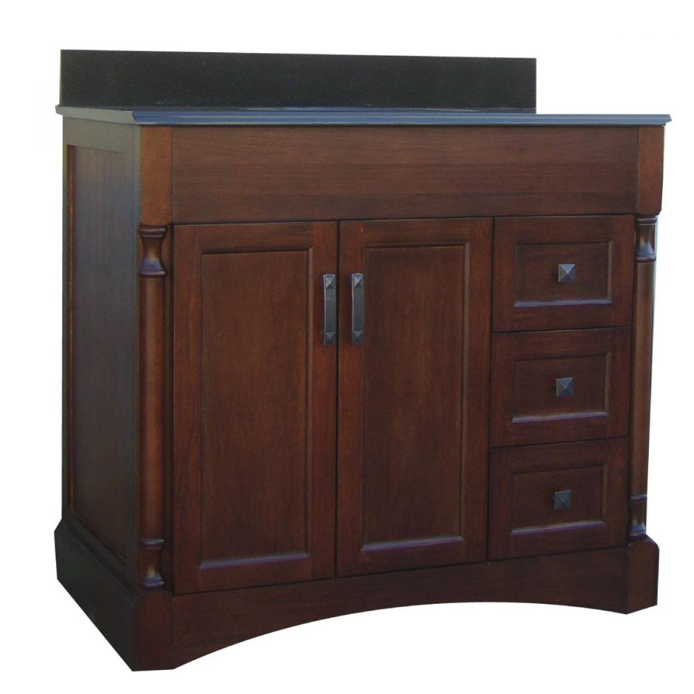 Vanity with Granite Top 2-Door/3-Drawer 36ix22x38&#34; Black