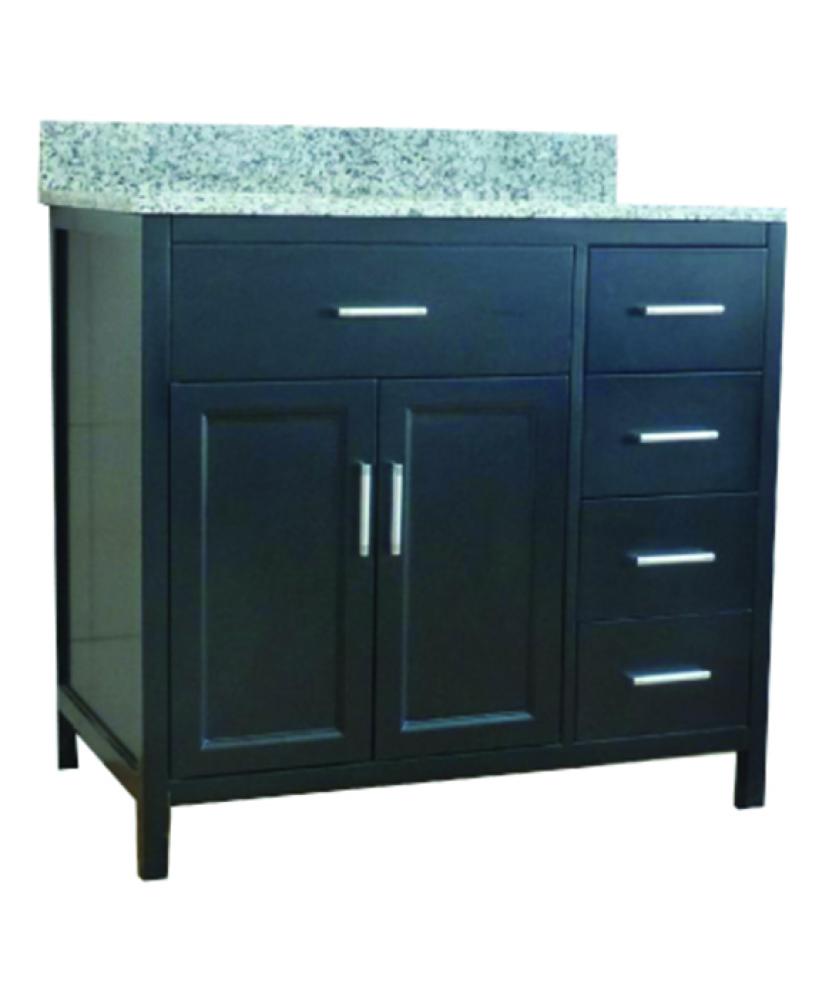 Vanity with Granite Top 2-Door/4-Drawer 36x22x38&#34; Grey