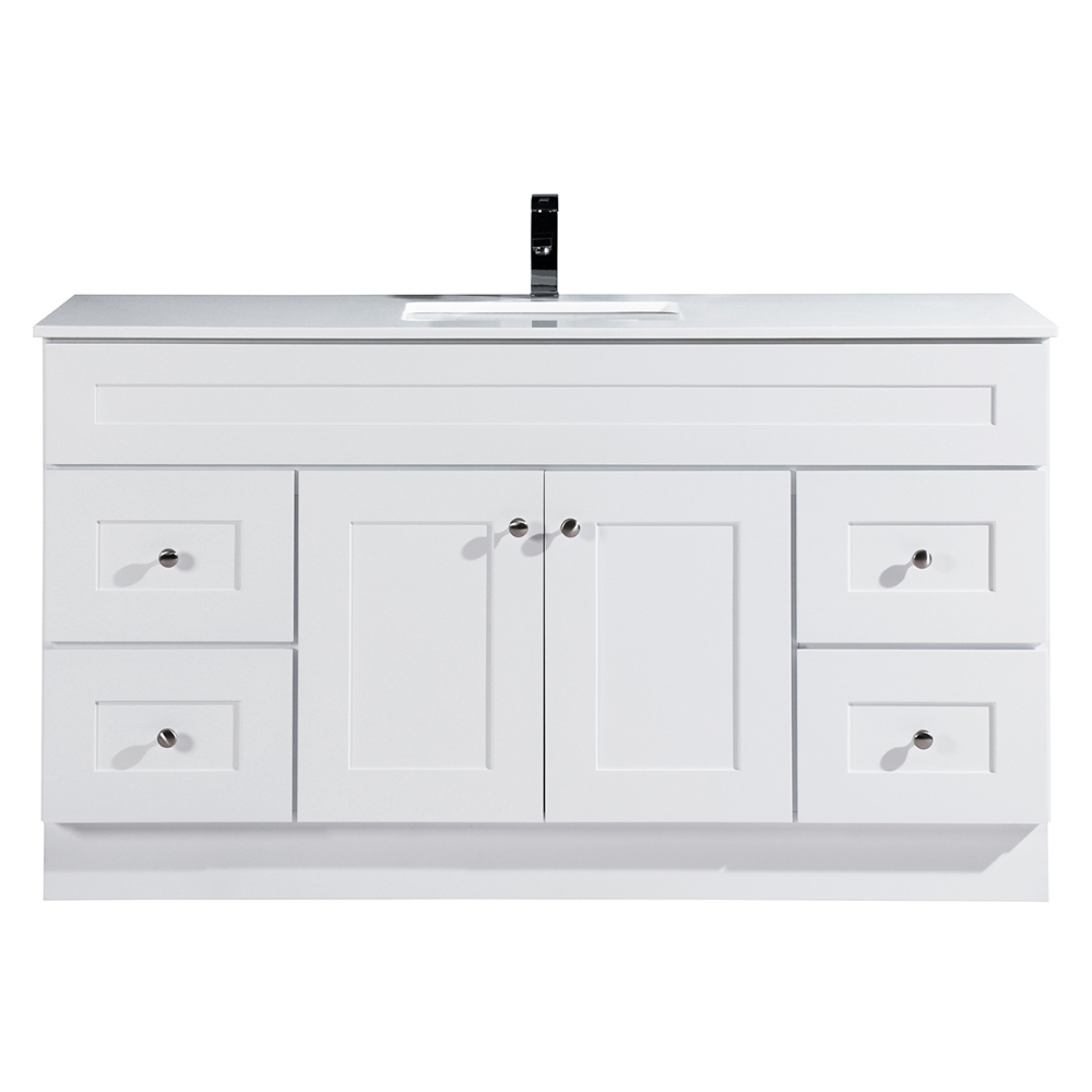 Newport Vanity and Basin 2-Door/4-Drawer 60x18x34&#34; White