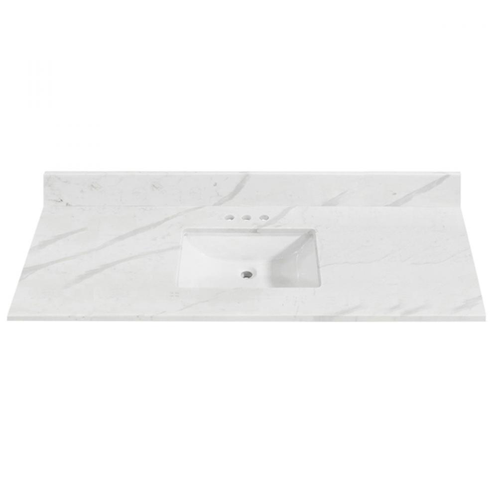 Eng. Marble Top Rectangle Undermount Sink 61in x 22in Wht/Gry