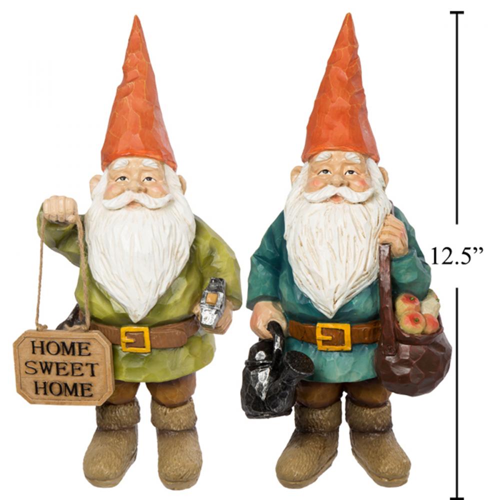 Garden Gnome Polyresin Asst 12.5in