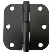 Toolway 100911 - 2PC Door Hinge 3 ½ in x 3 ½ in Round Corner 5/8in Black Steel