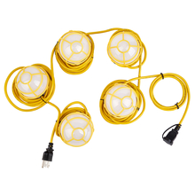 Toolway 140525 - Industrial LED String Lights 5-Head 50ft 7500LM 16/3 60W IP65 Outdoor