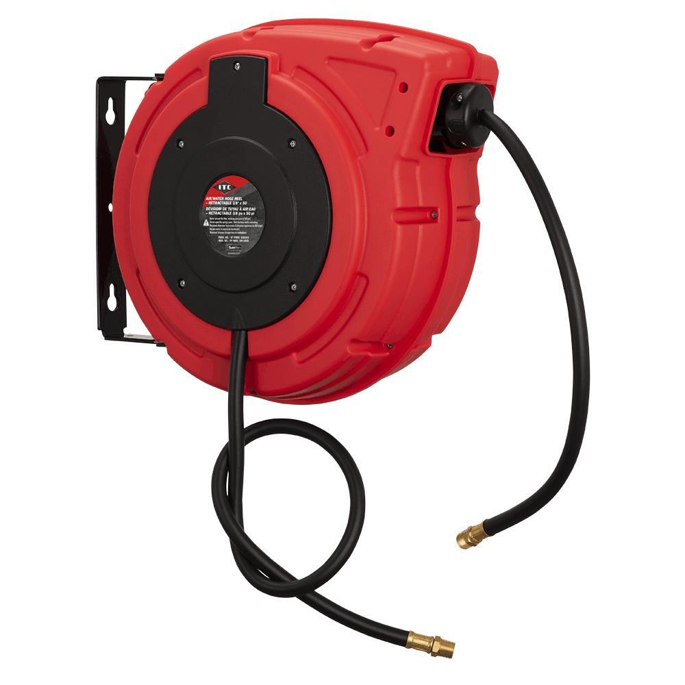 Air/Water Hose Reel - Retractable - 3/8&#34; x 50&#39;