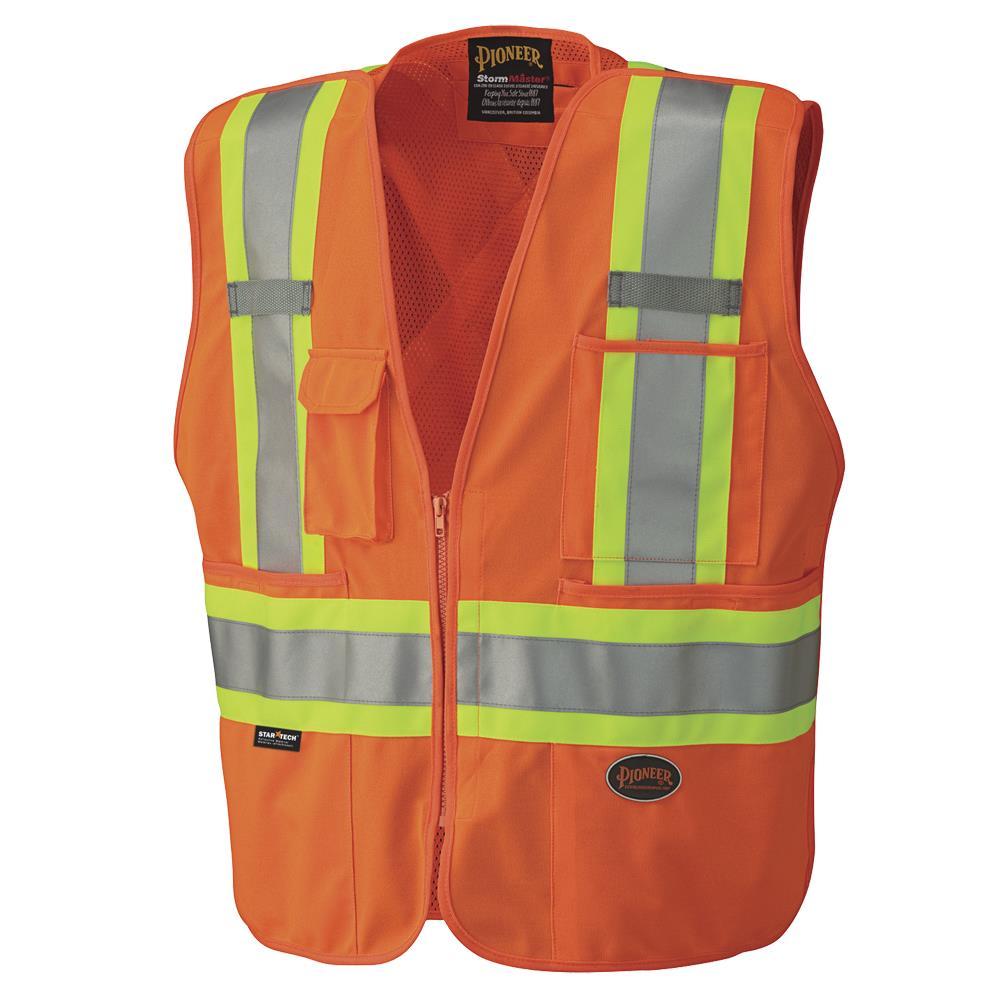 Tear-Away Mesh Back Zip Front Safety Vests - Tricot Polyester