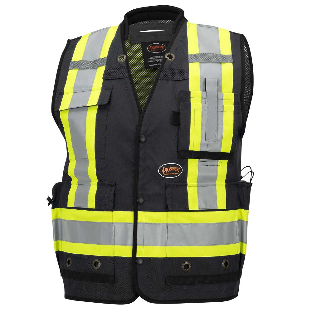 Hi-Vis Surveyor Vest - Anti-Microbial - Mesh Back - Black - 5XL