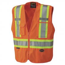 Pioneer V1021150-L - Tear-Away Mesh Back Zip Front Safety Vests - Tricot Polyester