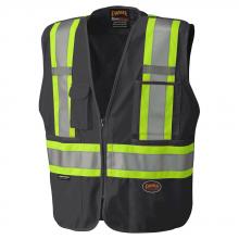 Pioneer V1021170-L - Tear-Away Mesh Back Zip Front Safety Vests - Tricot Polyester