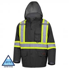 Pioneer V1150170-S - Waterproof Quilted Safety Parkas - 300D Polyurethane Coated Oxford Polyester