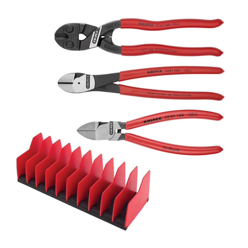 3 Pc Cutting Pliers Set with 10 Pc Tool Holder